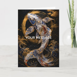 Carte Japanese Koi Fish Kintsugi Gold Art Personalized