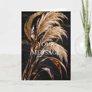 Carte Japanese Susuki Pampas Grass Gold Art Card
