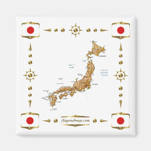 Carte Japon + Magnet des drapeaux