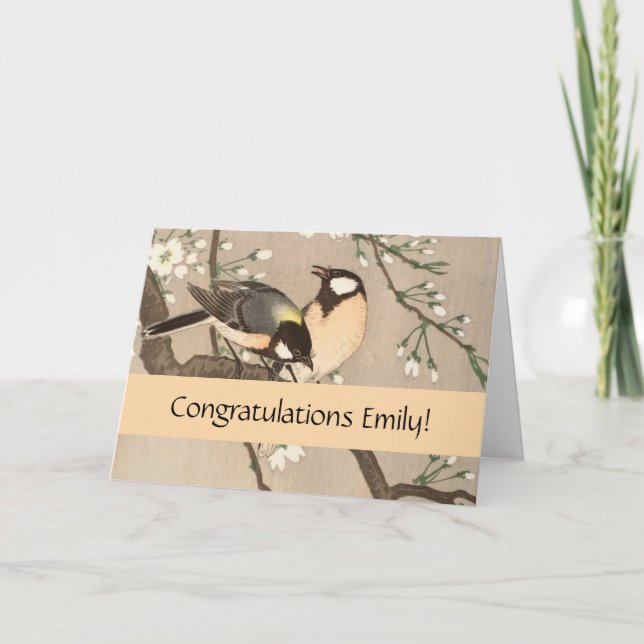 Carte Japonais Asiatique Koson Bird Chickadee Songbird (Devant)