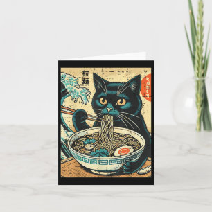 Carte Japonais Chat Ramen Grande Vague Art Vintage Nourr