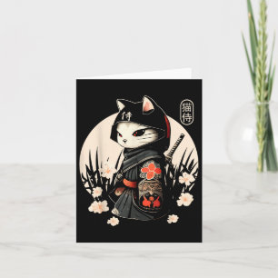 Carte Japonais Samurai Chat Tattoo, Kawaii Ninja Chat _1