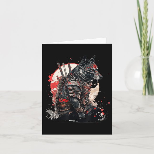 Carte Japonais Samurai Ninja Chien Kawaii Tattoo Graphiq (Devant)