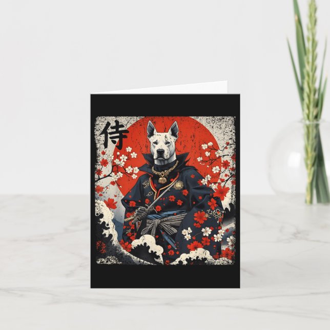 Carte Japonais Samurai Pitbull Tattoo Kawaii Ukiyo-e Nin (Devant)
