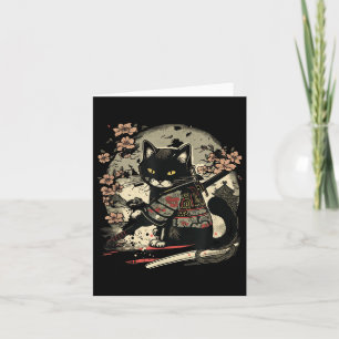 Carte Japonais tatouage de chats Samurai, Vintage Kawaii