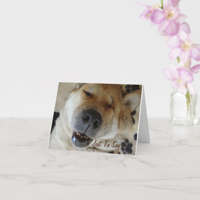 Carte japonaise akita chien avec mignon sourire en pensa (Orchidée)