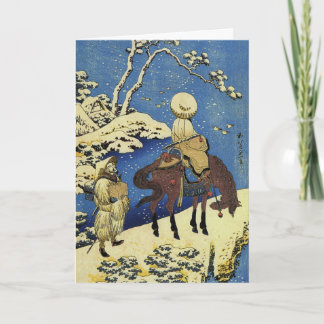 Carte japonaise de vacances de cavaliers de cheval
