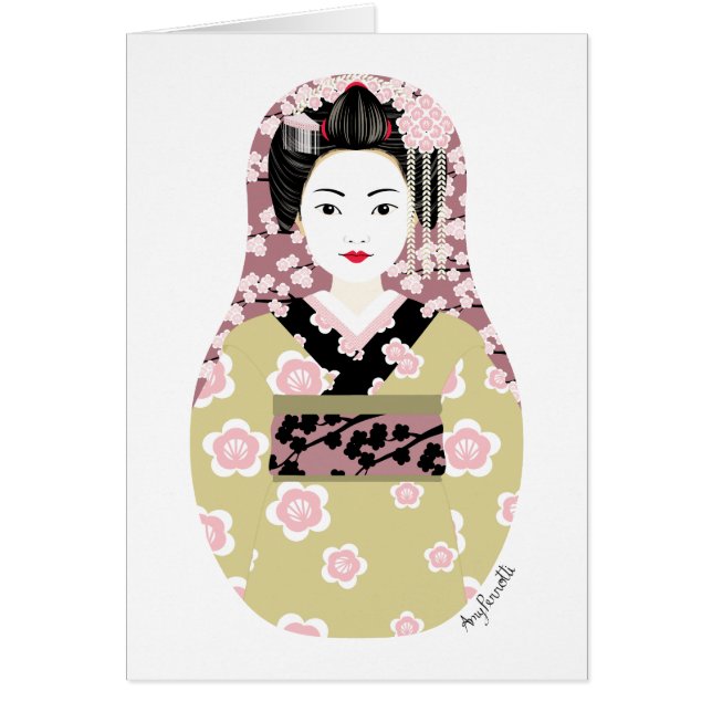 Carte japonaise Geisha Matryoshka (Devant)