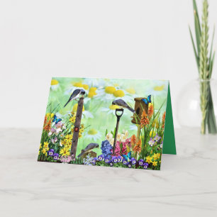 Carte Jardin aux fleurs Birdhouse