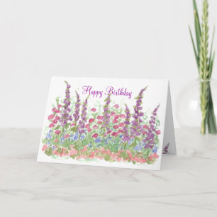Carte Jardin d'aquarelle de joyeux anniversaire de