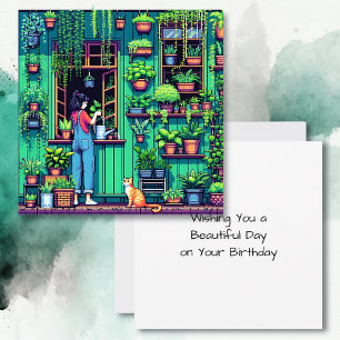 Carte Jardin d'art Pixel personnalisé Anniversaire