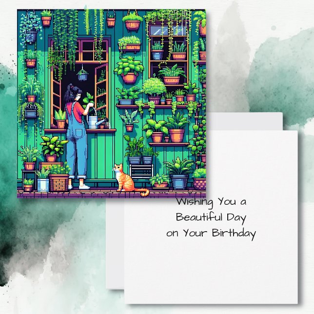 Carte Jardin d'art Pixel personnalisé Anniversaire (Créateur téléchargé)