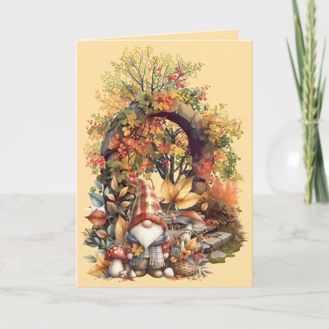 Carte Jardin d'automne paisible avec Gnome (Devant)