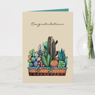 Carte Jardin De Cactus À L'Aquarelle Cute Dans Un Beau P