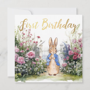Carte Jardin de lapin classique 1er anniversaire