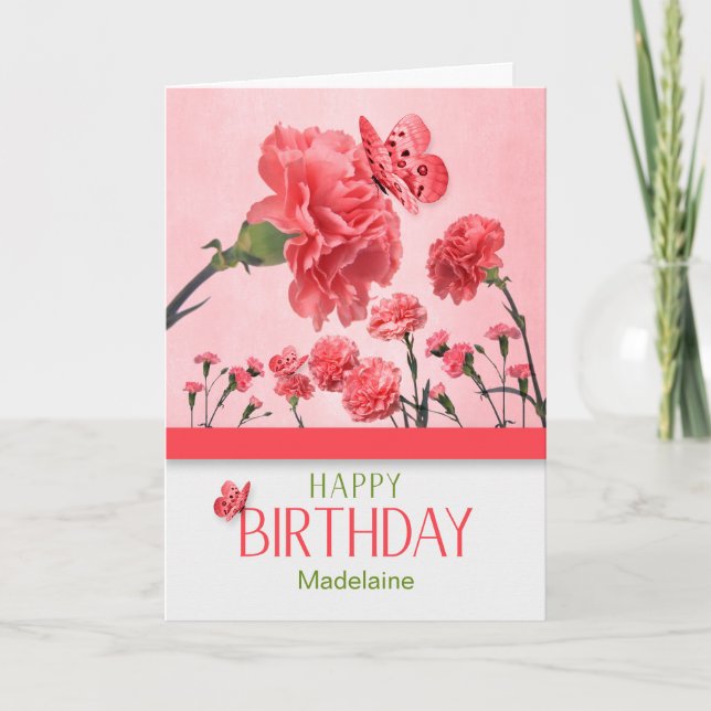 Carte Jardin de l'oeillet rose vif Anniversaire (Devant)