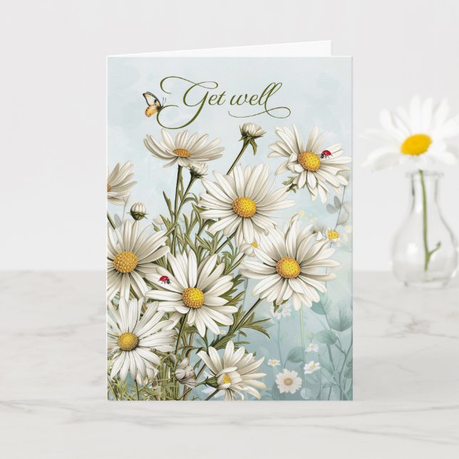 Carte Jardin de marguerites blanches Guérissez avec papi (Petite plante)