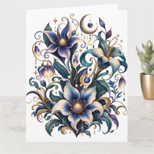 Carte Jardin de Minuit Enchanté : Bleu Lumineux et Or