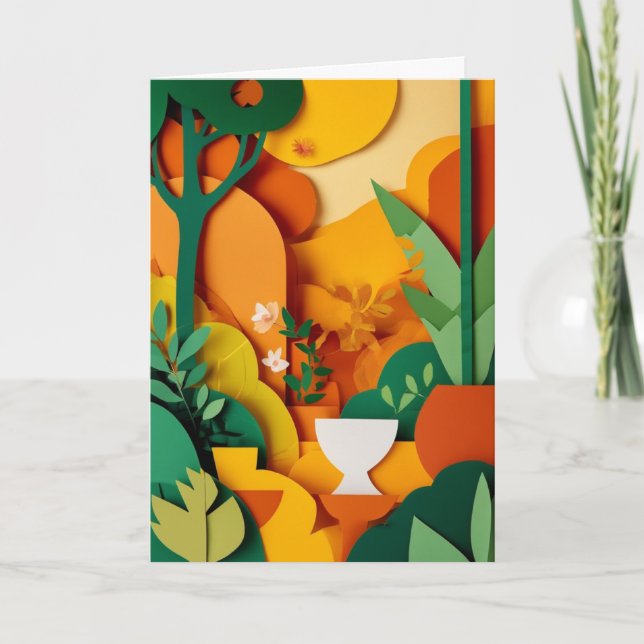 Carte Jardin de papier ensoleillé en fleurs (Devant)