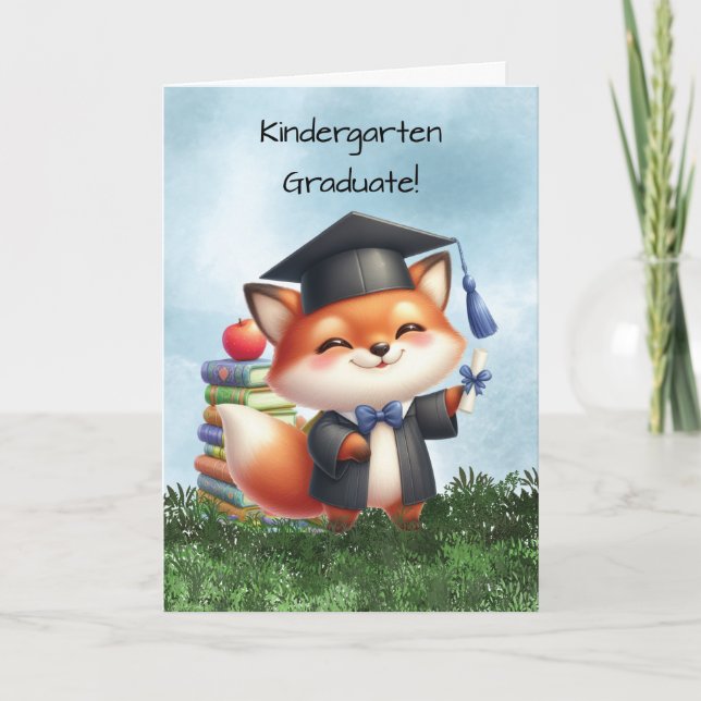 Carte Jardin d'enfants Graduation Garçon Fox Félicitatio (Devant)