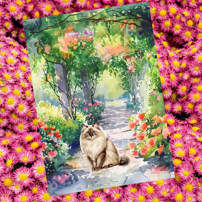 Carte Jardin d'été sur mesure Ragdoll Chat Anniversaire (Créateur téléchargé)