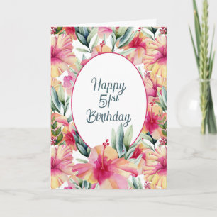 Carte Jardin d'Hibiscus pour 51e Anniversaire