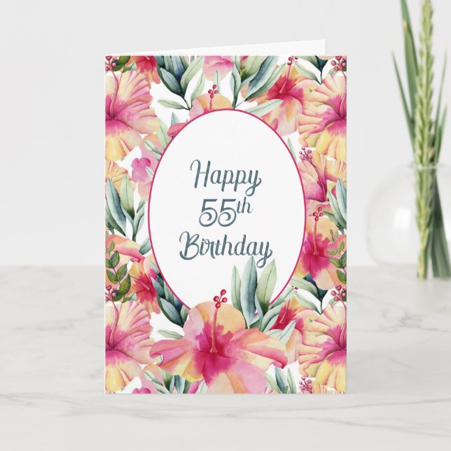 Carte Jardin d'Hibiscus pour 55e anniversaire (Devant)