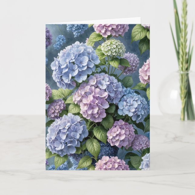Carte Jardin d'Hydrangea Anniversaire (Devant)