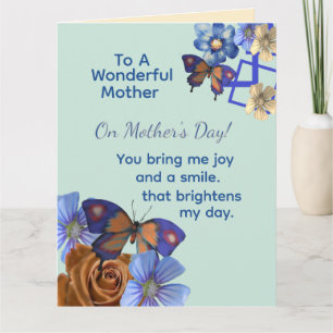 Carte Jardin en fleurs, papillon floral pour la fête des