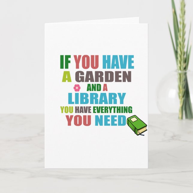 Carte Jardin et Bibliothèque est tout ce dont vous avez  (Devant)