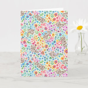 Carte Jardin fantaisiste de Pebble Chat Gris et Floral L