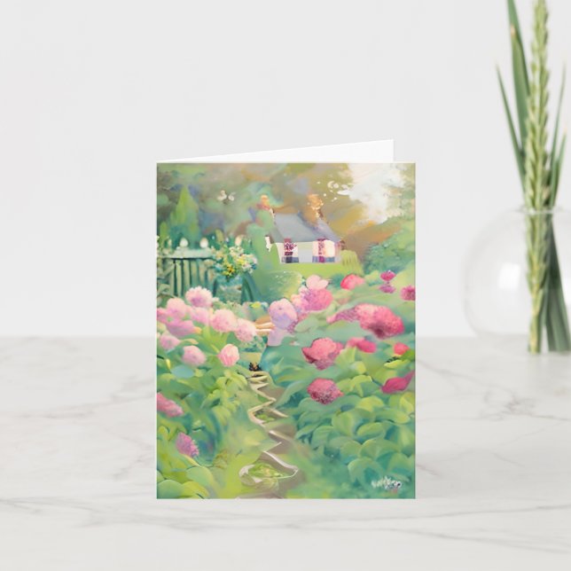 Carte Jardin fleuri aquarelle personnalisable (Devant)
