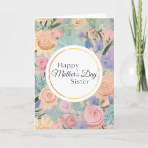 Carte Jardin Floral Pastel Douce Fête des Mères Sœur