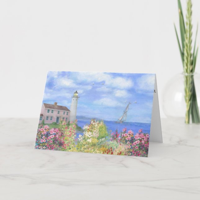 Carte Jardin illustré du phare Anniversaire personnalisé (Devant)