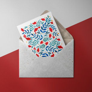Carte Jardin magique - rouge et turquoise