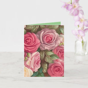 Carte Jardin Rose victorien - Fleurs rose pastel