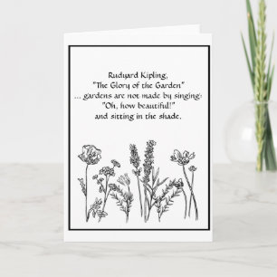 Carte Jardin Verse Rudyard Kipling Aquarelle Fleurs