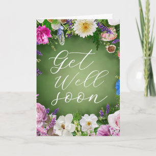 Carte Jardin Vert Floral Bon rétablissement Personnalisé
