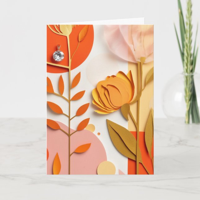 Carte Jardin vibrant en papier découpé en fleurs (Devant)