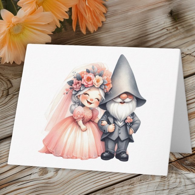 Carte Jardin Whimsical Gnome été Orange Mariage (Créateur téléchargé)