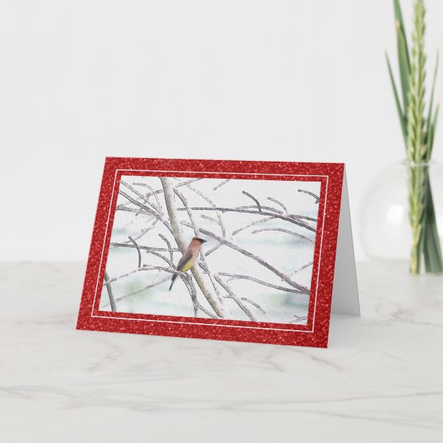 Carte Jaseur d'Amérique Hiver Noël (Devant)
