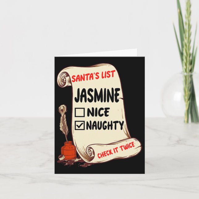 Carte Jasmine Name - Père Noël Naughty Nice List Funny X (Devant)
