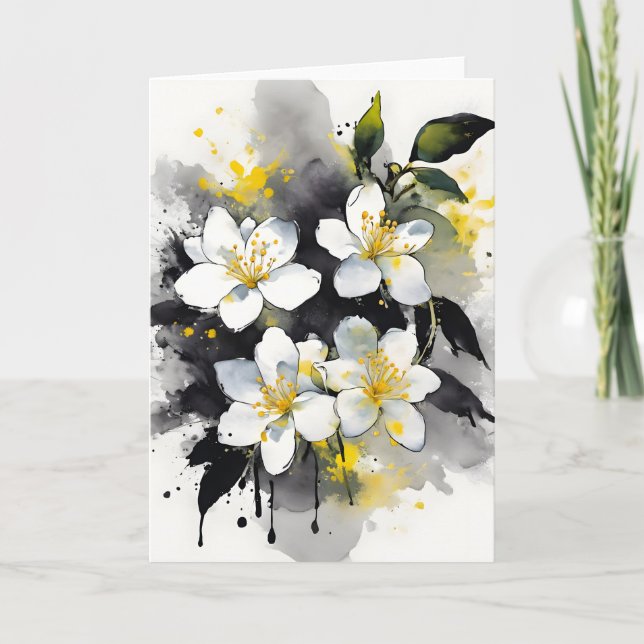 Carte Jasmine - Watercolor flowers (Devant)