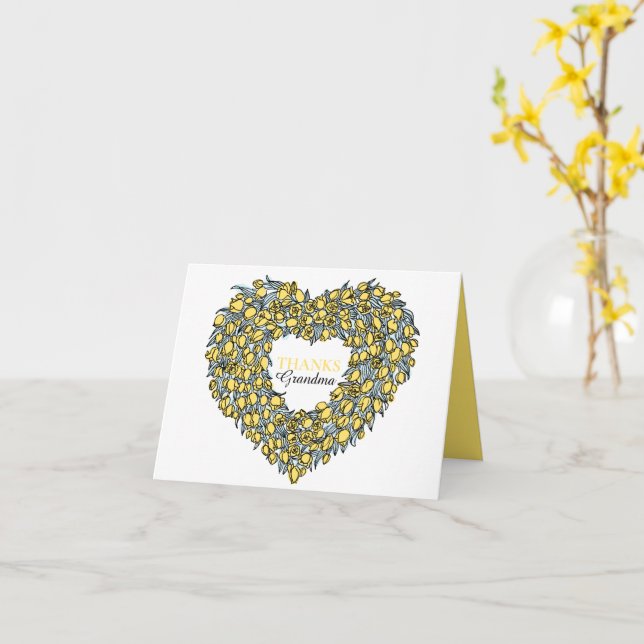 Carte Jaune à coeur fleuri art de la tuilpe jaune de gra (Fleur jaune)