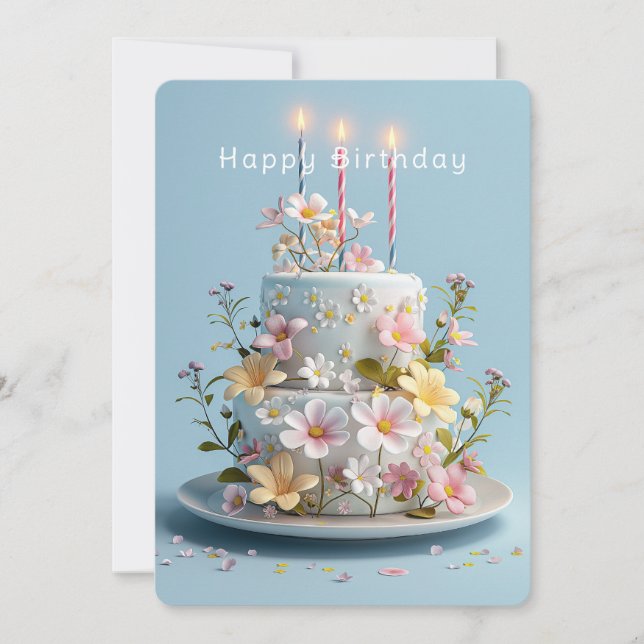 Carte Jaune blanc rose sucre Fleurs sauvages Anniversair (Devant)