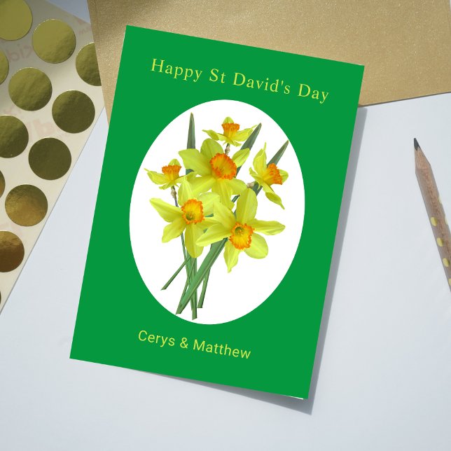 Carte Jaune Daffodils Saint David's Day Personnalisé (Créateur téléchargé)