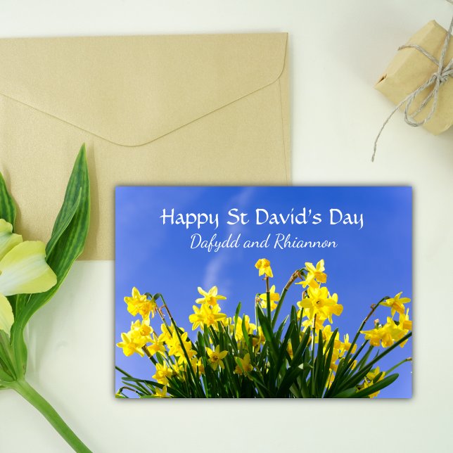 Carte Jaune Daffodils Saint David's Day Personnalisé (Créateur téléchargé)