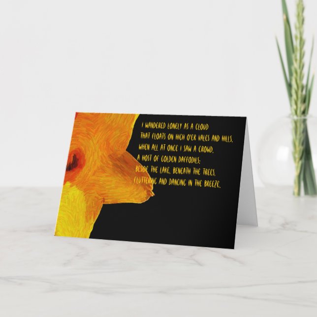 Carte Jaune Daffodique; William Wordsworth Poem Note Car (Devant)