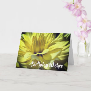 Carte Jaune Dahlia Pétales Fleurs Anniversaire