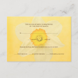Carte jaune de réponse de la fleur RSVP de
